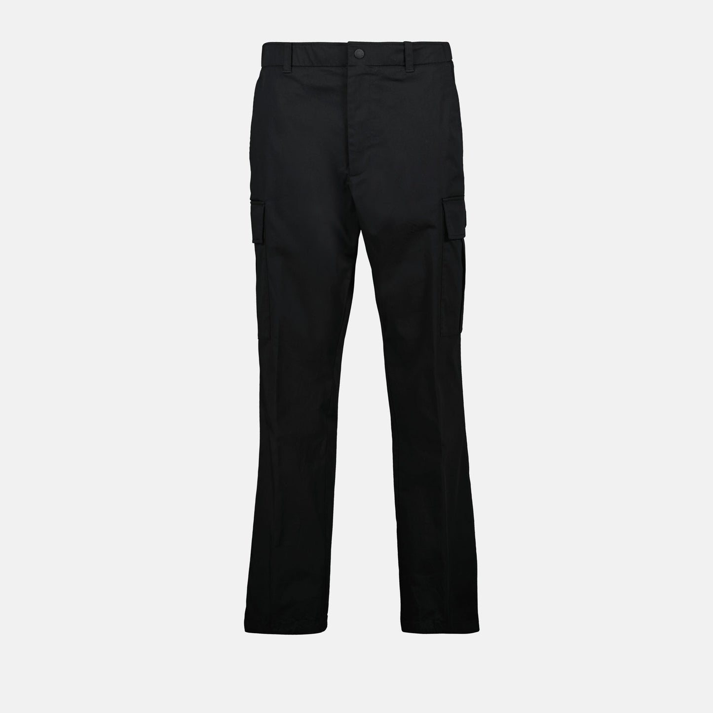 black cargo trousers, Moncler, gabardine pants, men's trousers, designer pants