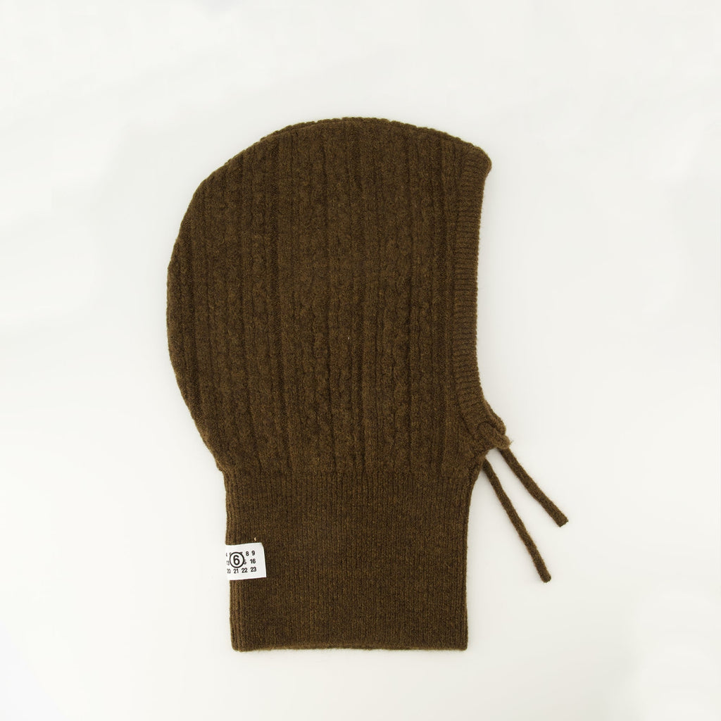 knit balaclava, MM6 fashion, brown accessories, wool blend, autumn winter collection