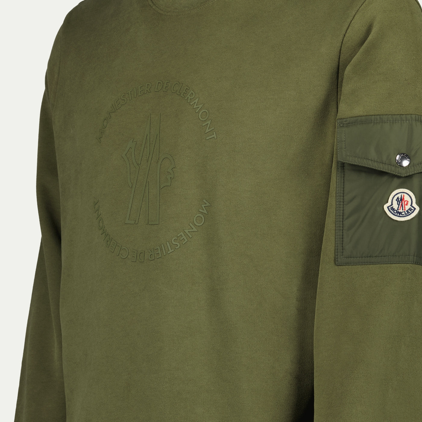 Moncler sweatshirt, green sweatshirt, men's fashion, pocket sweatshirt, AW24 collection