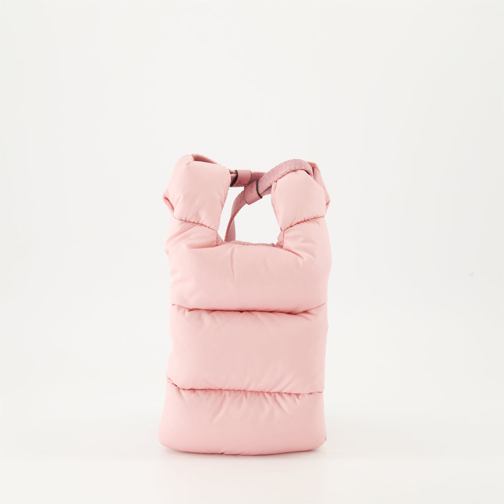 Moncler crossbody bag, pink nylon bag, lightweight shoulder bag, luxury accessories, adjustable strap bag