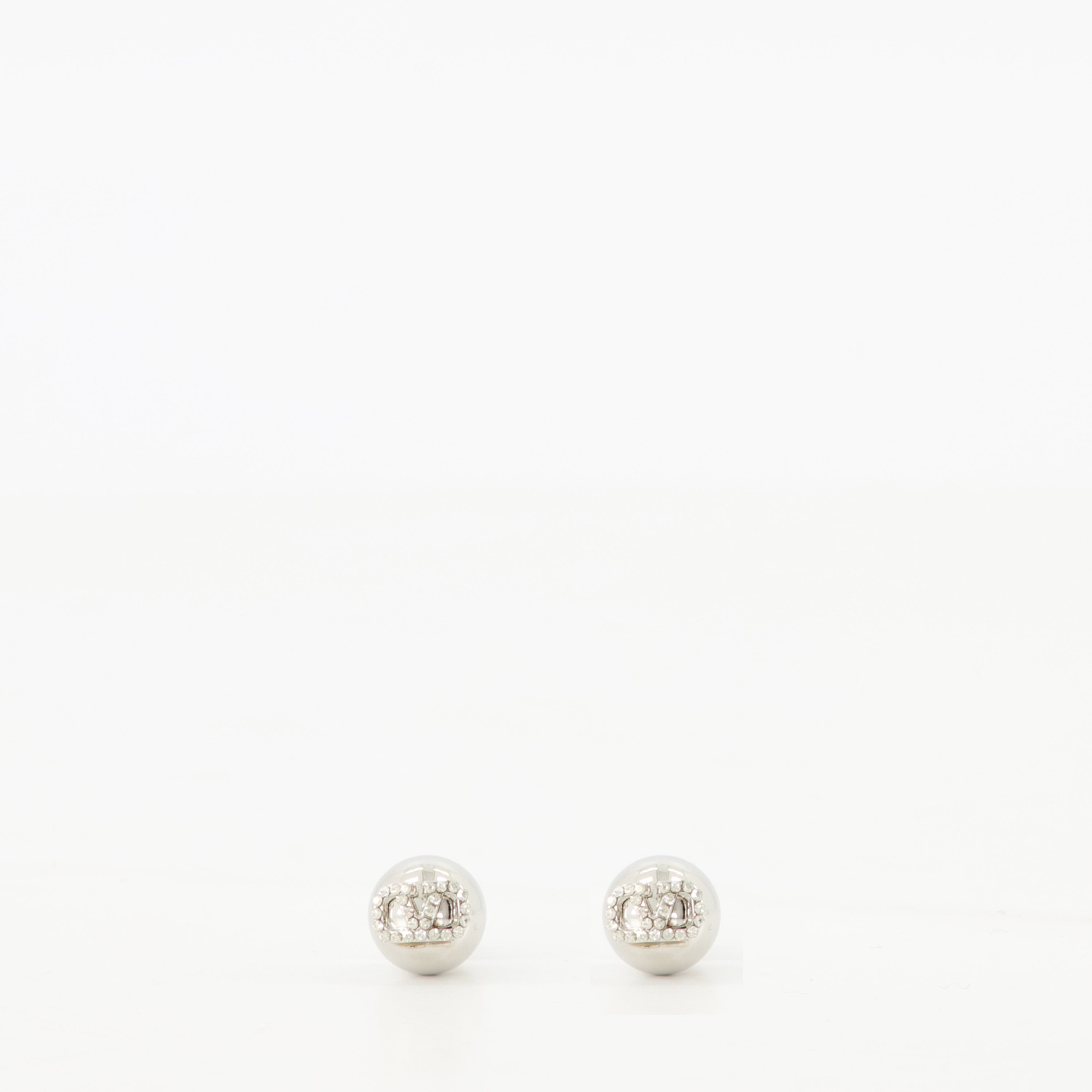 VLogo earrings, crystal earrings, Valentino accessories, silver earrings, Swarovski crystals