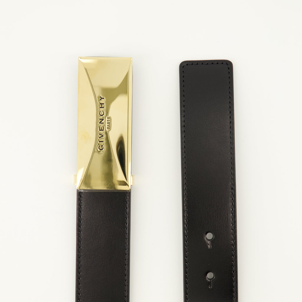 Givenchy belt, leather belt, adjustable belt, gold metal buckle, designer accessories