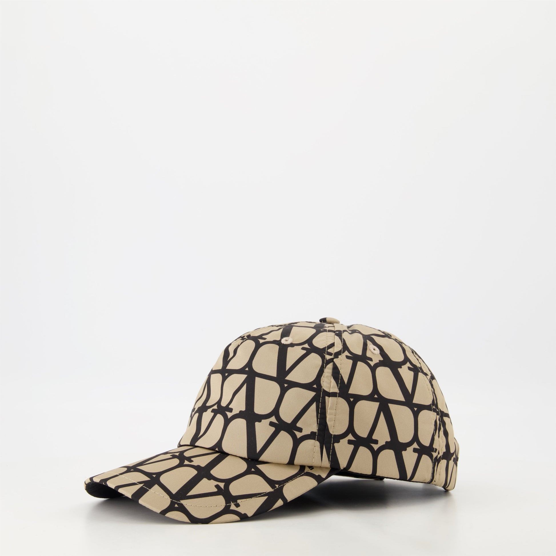 Beige cap, Iconographe, nylon cap, eyelets design, printed logo