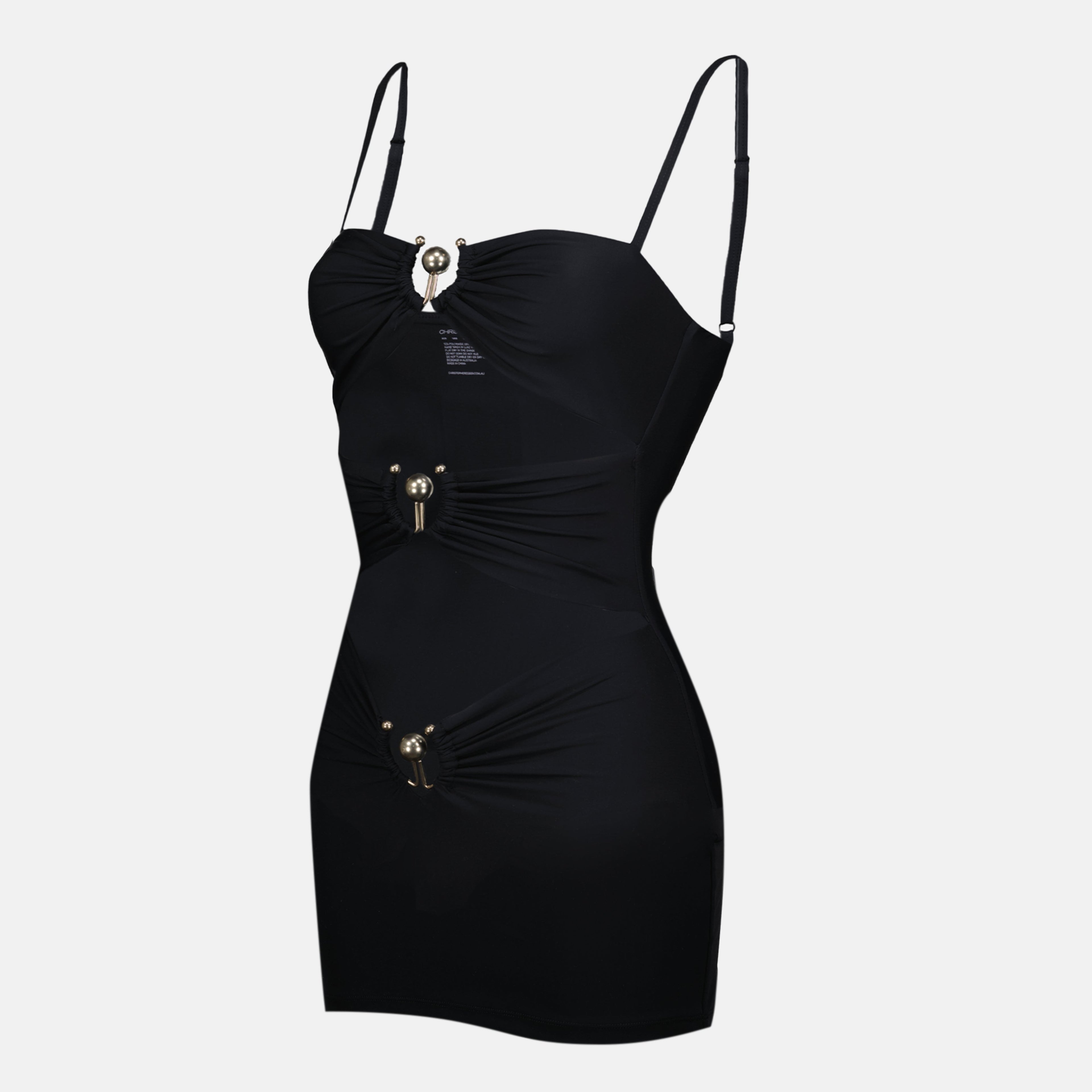 mini dress, Christopher Esber, Lycra dress, brass ornaments, Autumn-Winter 2025