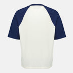 Bild eines weißen und blauen Baumwoll-T-Shirts von Ami PARIS für Unisex - Saison Frühjahr-Sommer 2026 - Produktdetailansicht 1