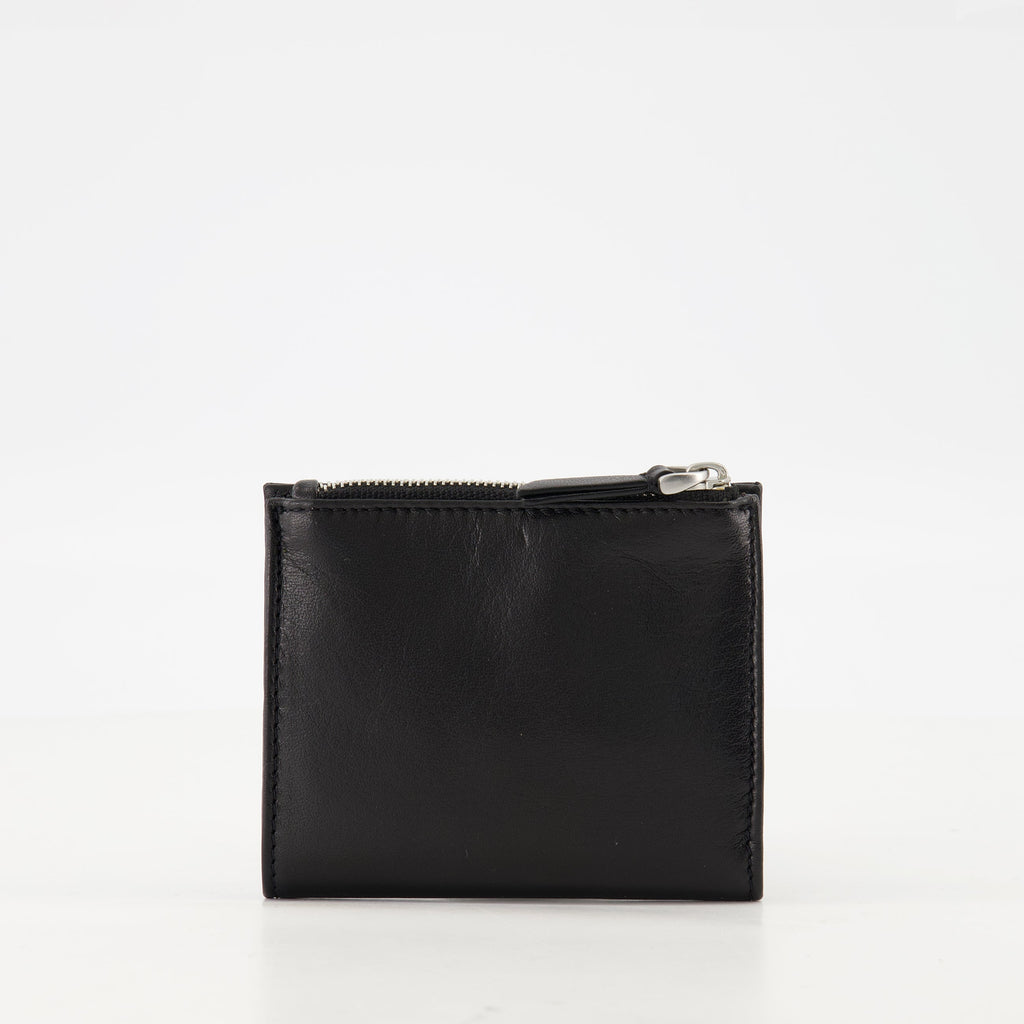 black leather wallet, AMI Paris wallet, unisex wallet, elegant wallet, functional wallet