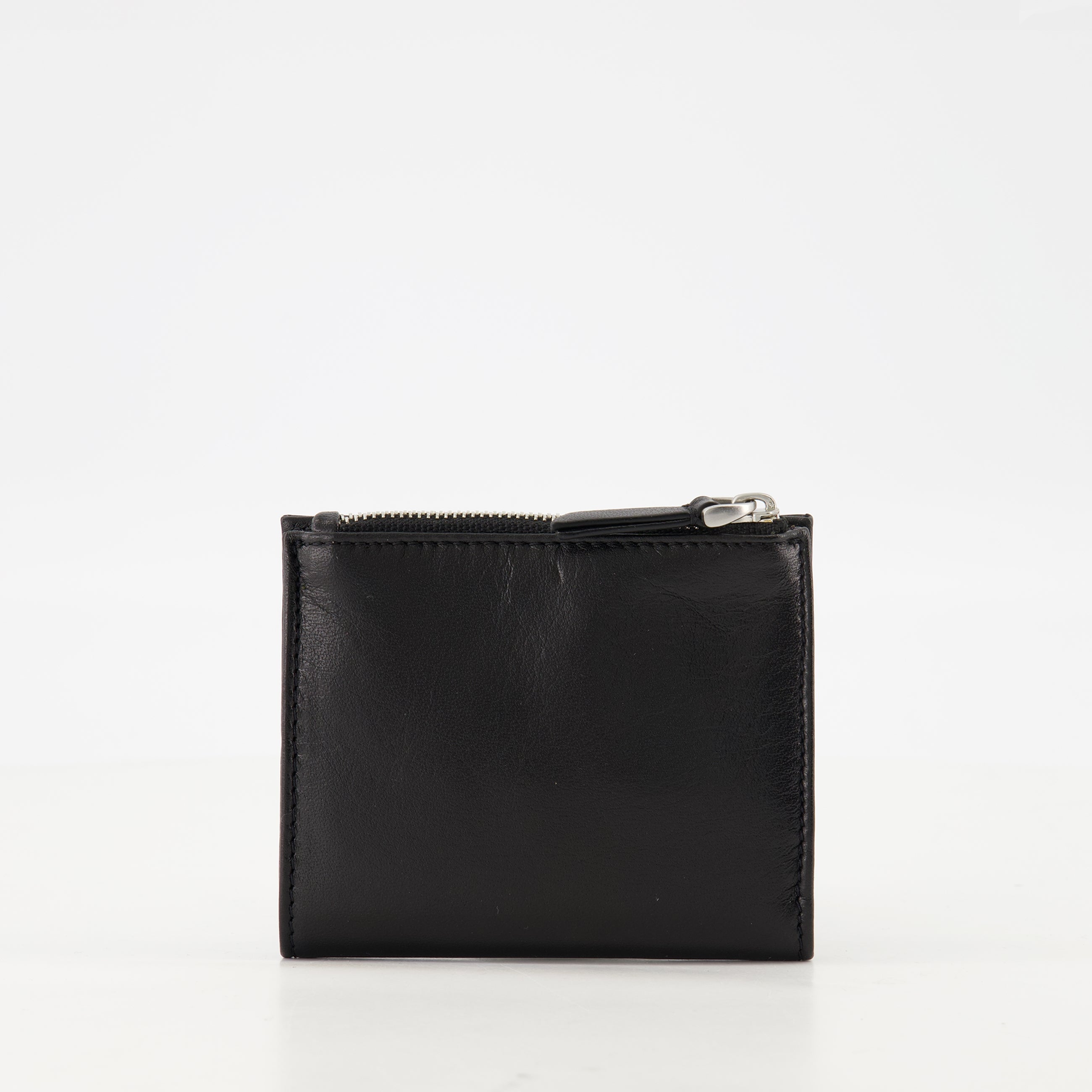 black leather wallet, AMI Paris wallet, unisex wallet, elegant wallet, functional wallet