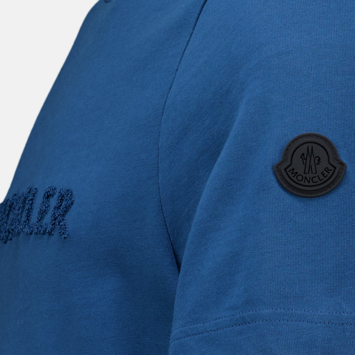 Camiseta azul de algodón con logotipo