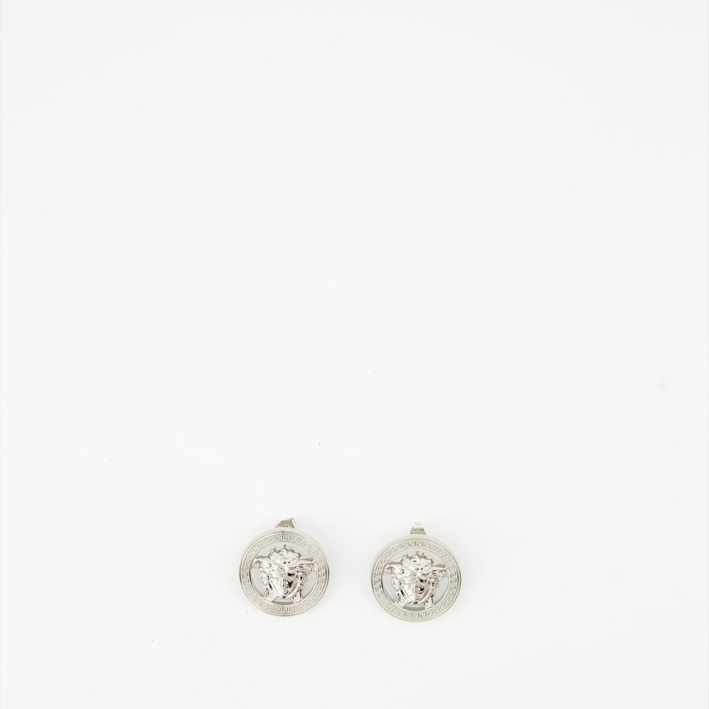 Medusa earrings, Versace accessories, luxury earrings, silver jewelry, Autumn-Winter 2024