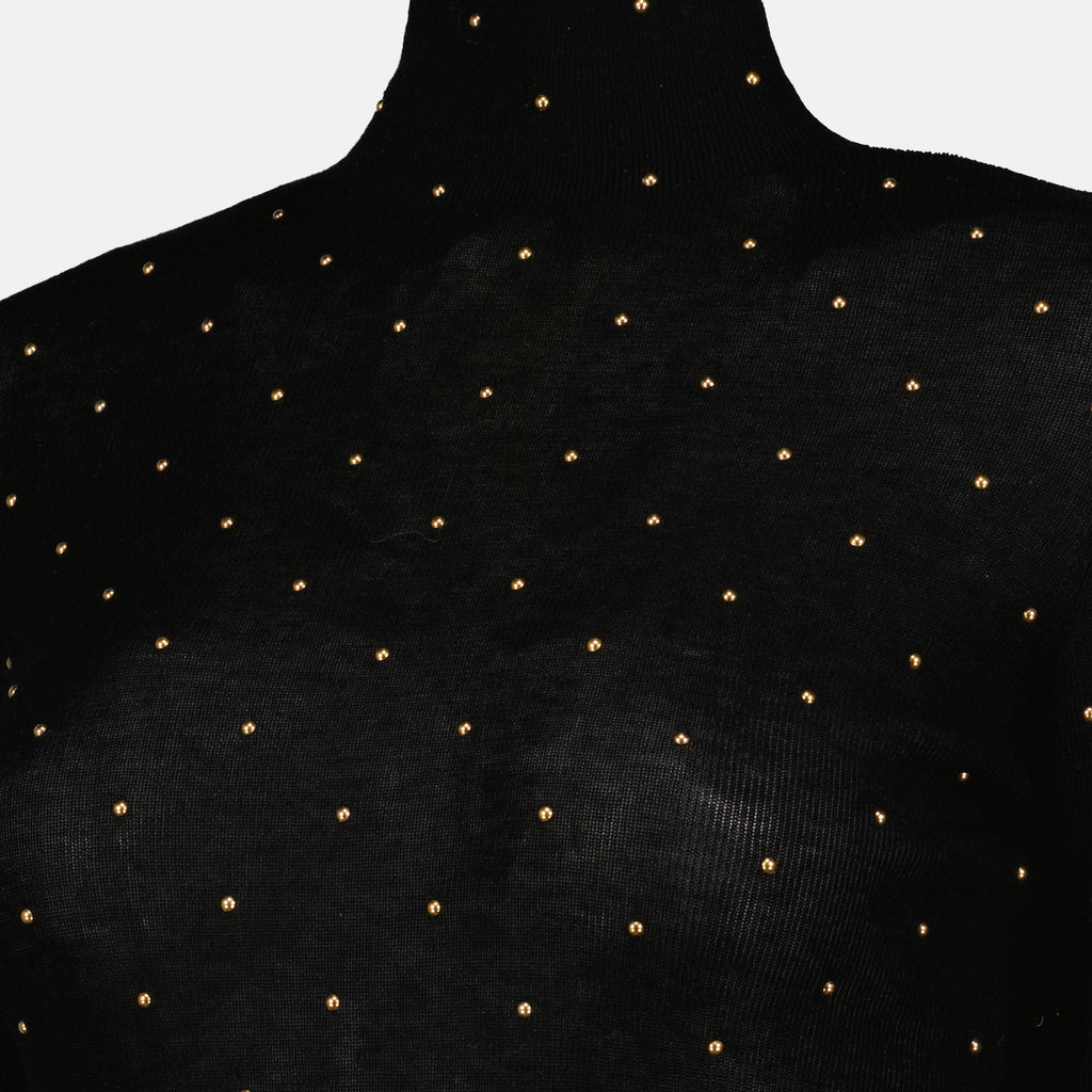 Feinwollener Rollkragenpullover mit Nieten-Details