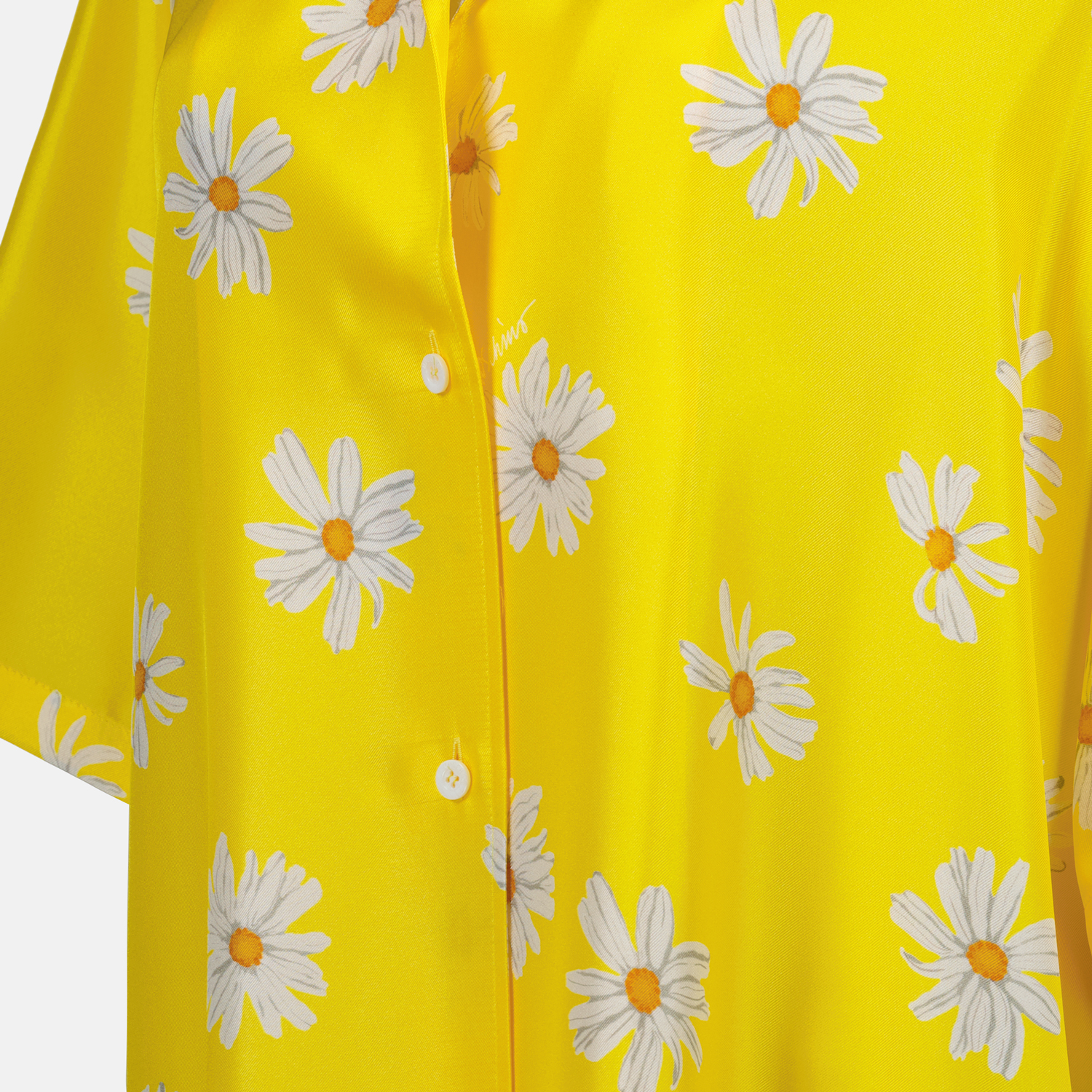 silk shirt, Moschino daisy print, oversized shirt, women's fashion, Spring 2025 collection