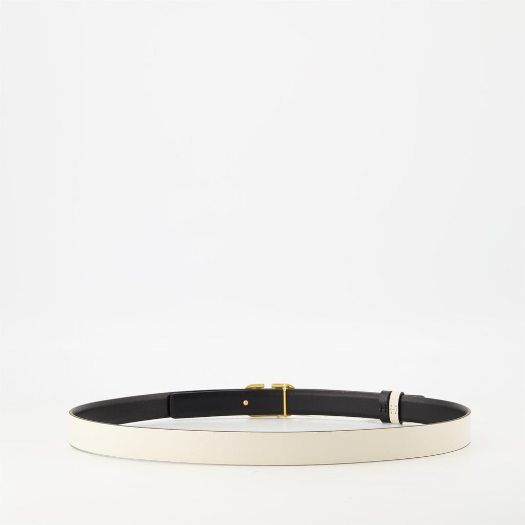 reversible belt, VLogo signature, Valentino Garavani, black and white belt, calfskin leather