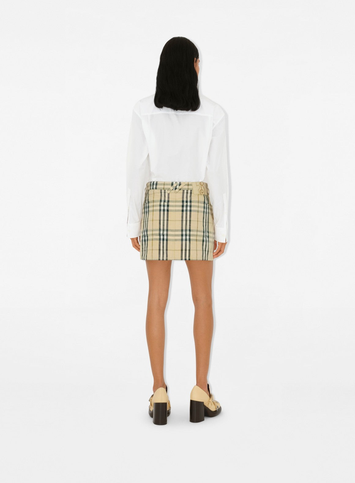 Burberry skirt, checkered mini skirt, denim mini skirt, beige skirt, Burberry Autumn-Winter 2024