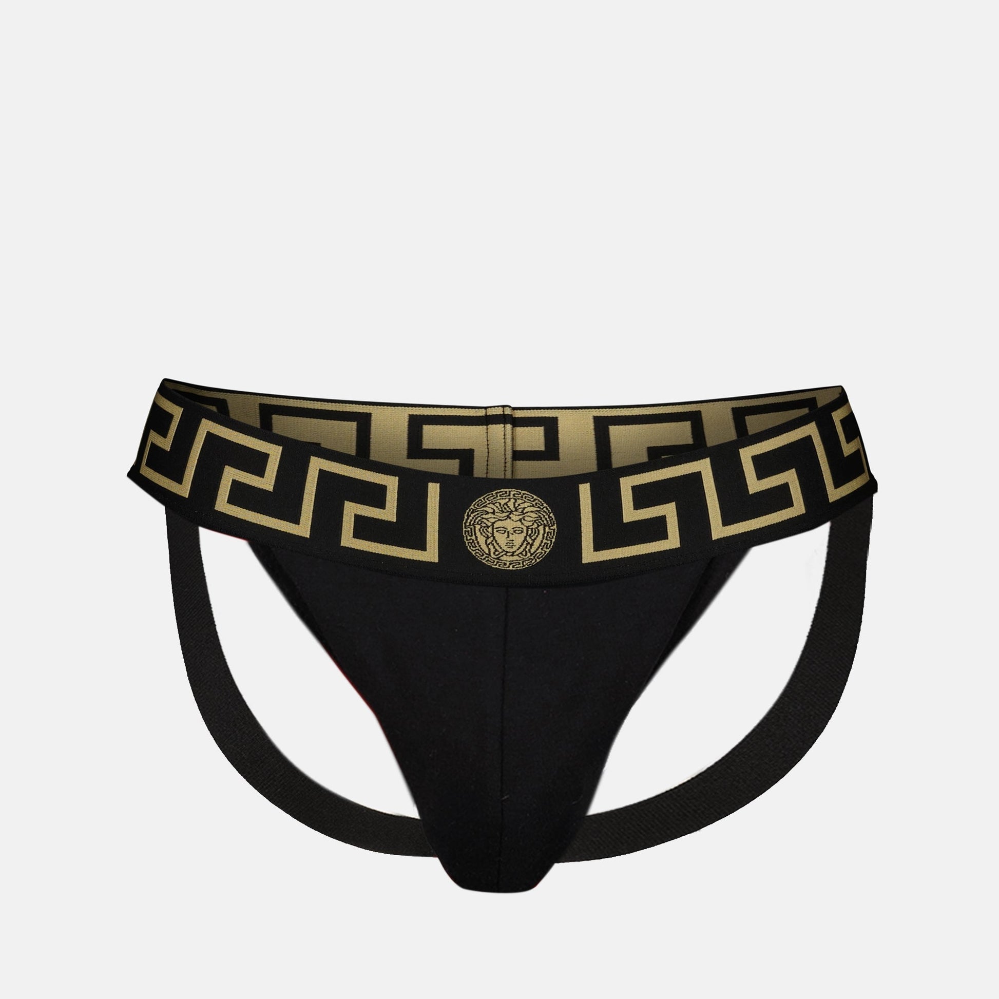 Versace jockstrap, Medusa Greca, black underwear, men's fashion, designer apparel