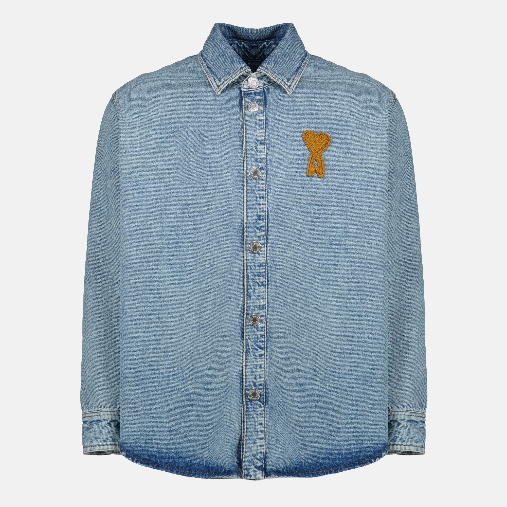 Blue Ami de Coeur Crochet Denim Shirt - Ami PARIS - Women | WE IN