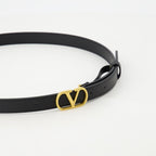 Valentino belt, black leather belt, adjustable belt, gold finishes, women's accessories