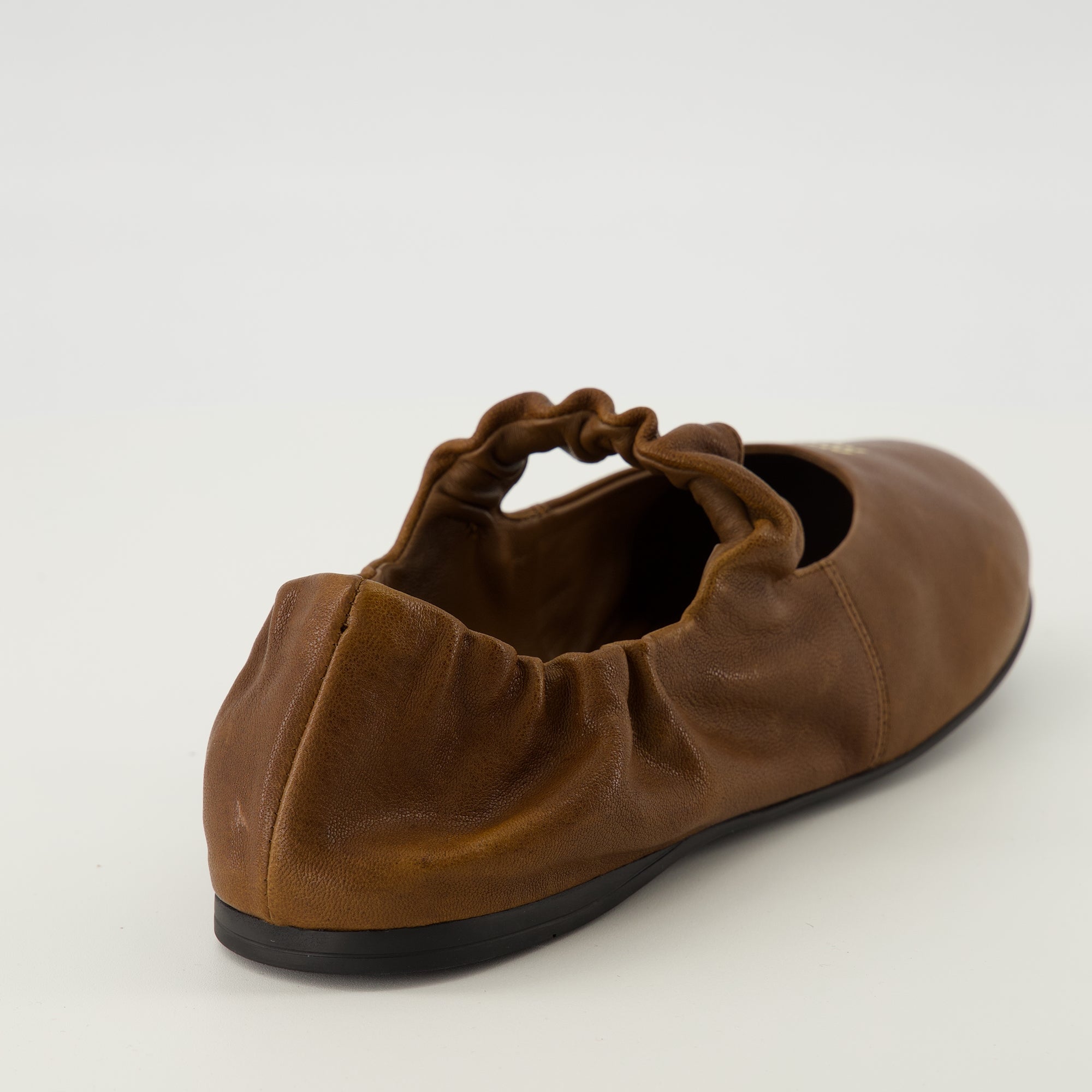 brown leather ballerinas, Miu Miu footwear, nappa leather shoes, elegant slip-on shoes, women's ballerinas