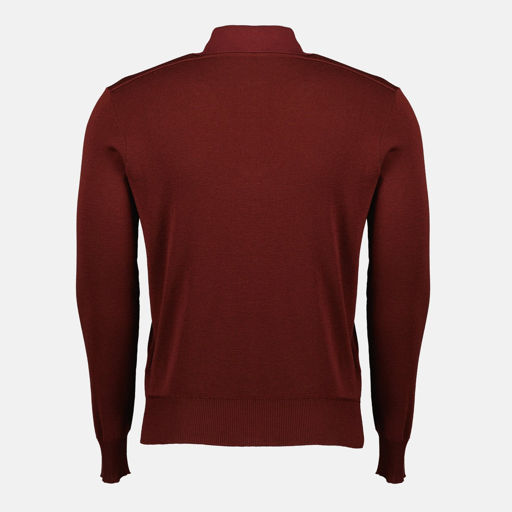Burberry polo shirt, bordeaux long sleeve polo, Autumn-Winter 2025, classic collar polo, men's knitwear