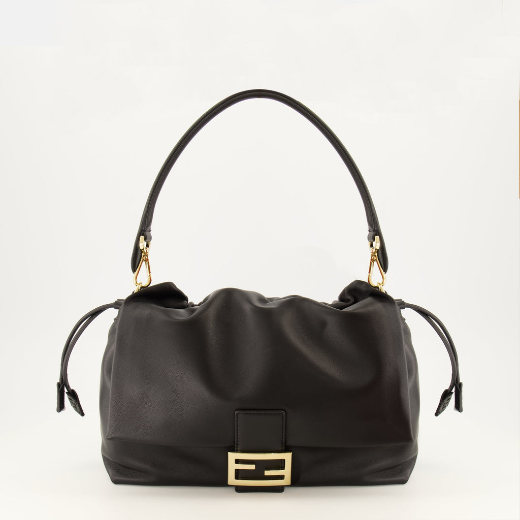 Sac en cuir noir Mamma Baguette Soft