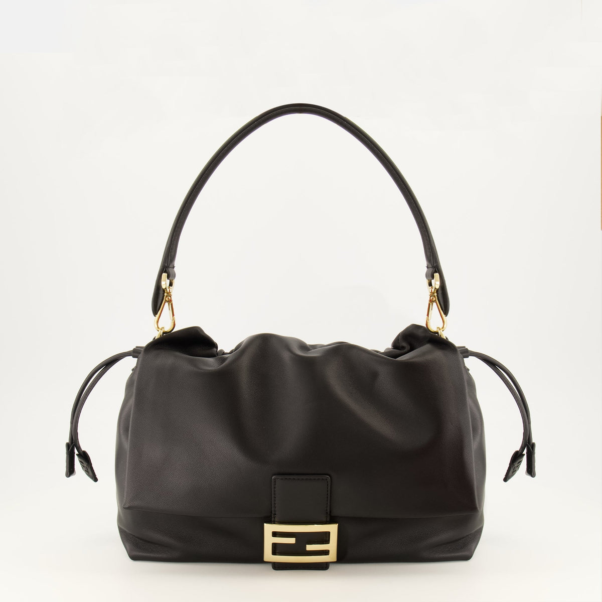 Sac en cuir noir Mamma Baguette Soft