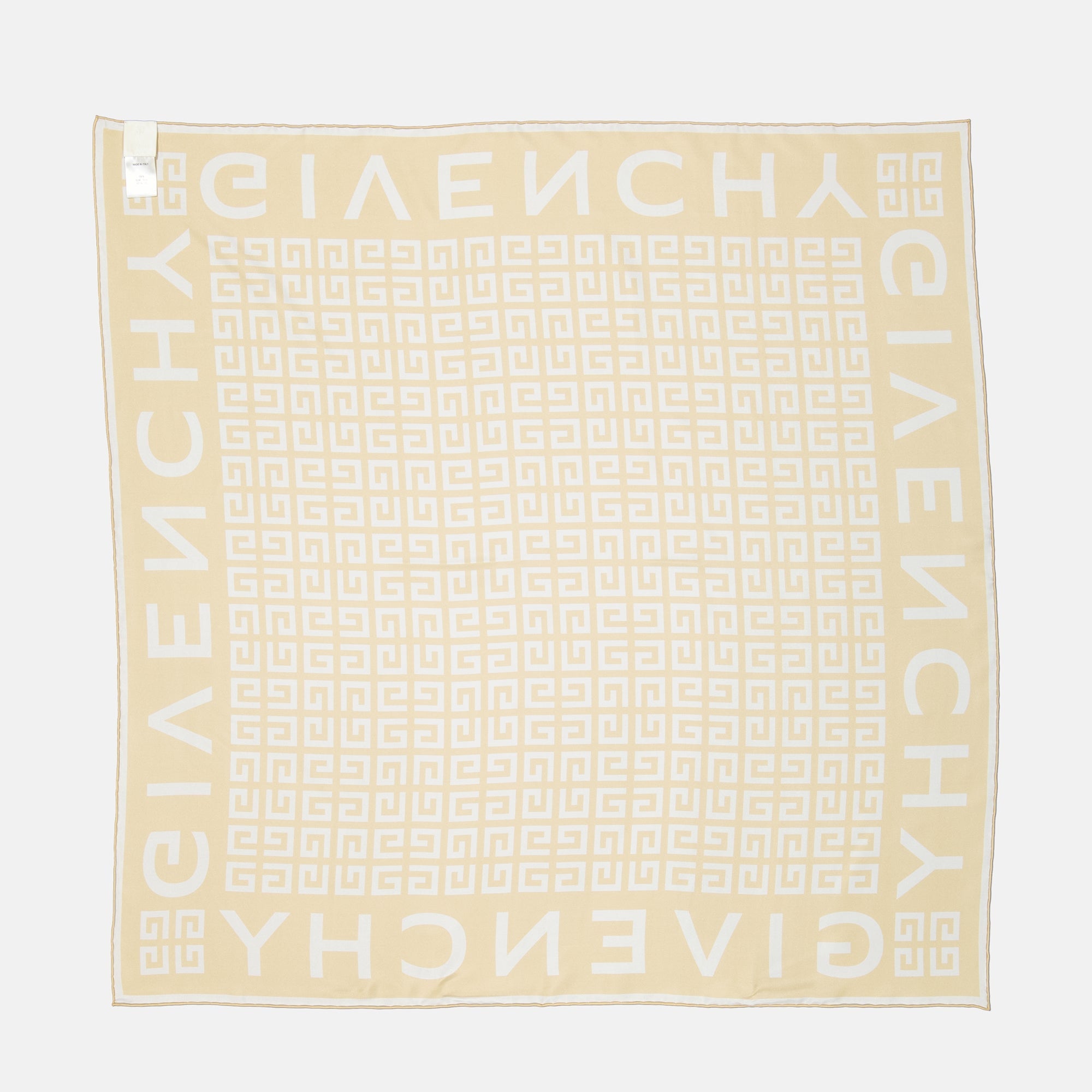 Givenchy scarf, silk scarf, 4G print scarf, yellow silk scarf, organic silk accessory