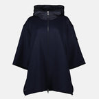 Image of Navy Wool Zip Cape by Moncler for Women - Season Autumn-Winter 2025 - Front View