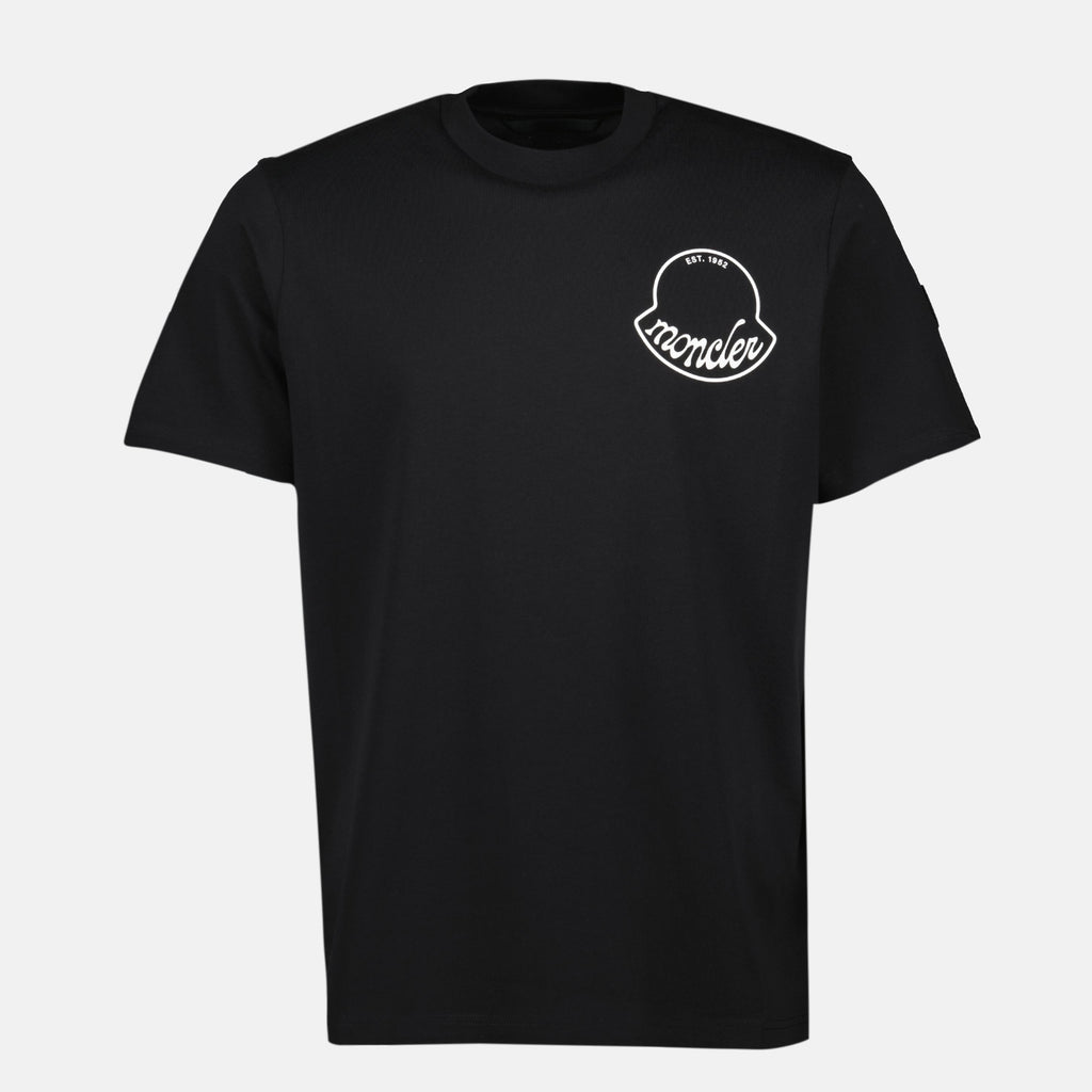 Image of Black Logo T-Shirt by Moncler for Men - Season Autumn-Winter 2025 - Front View