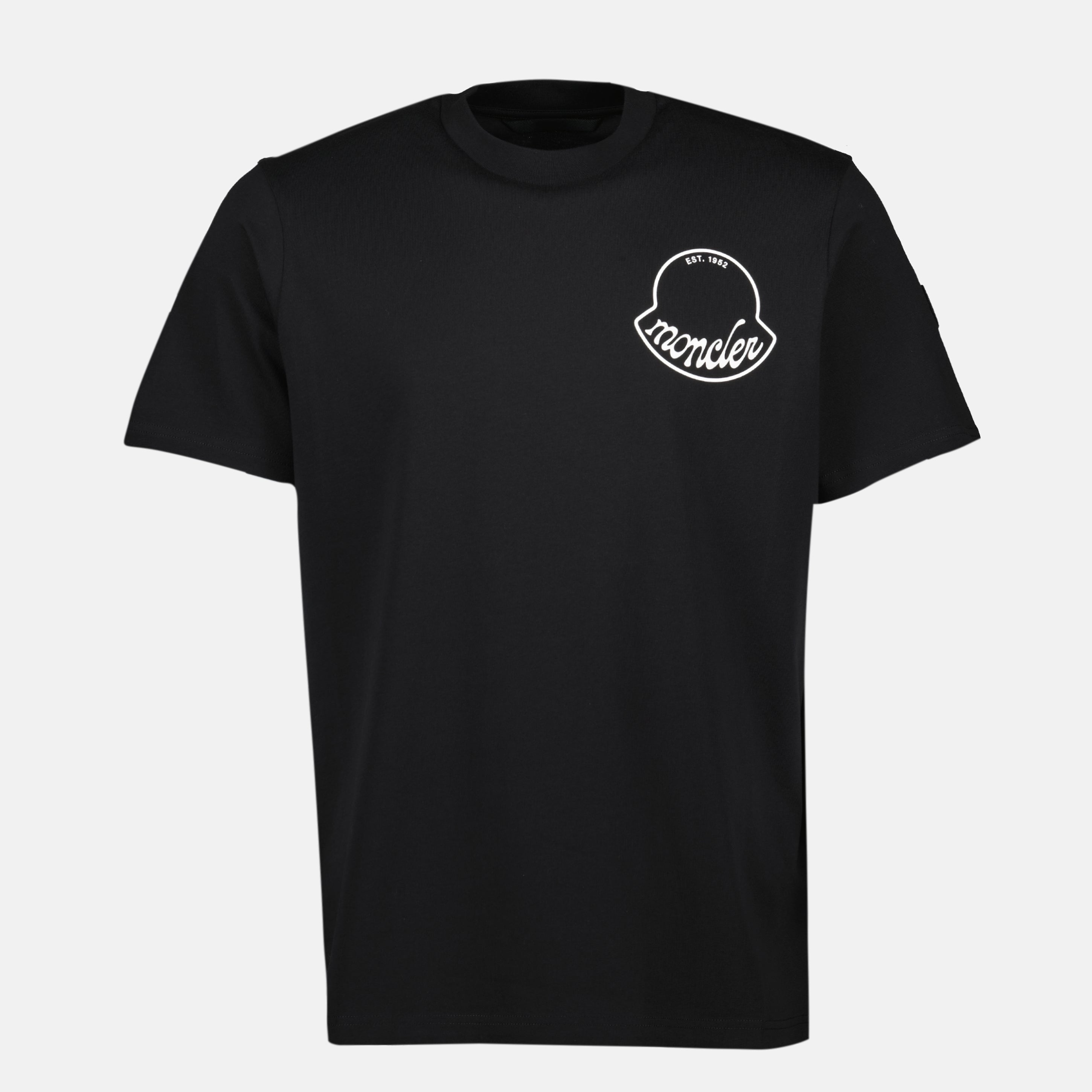 Image of Black Logo T-Shirt by Moncler for Men - Season Autumn-Winter 2025 - Front View
