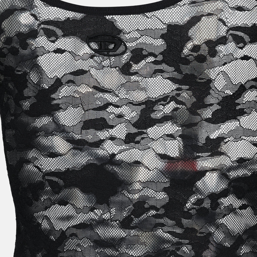 black lace bodysuit, Diesel Megan bodysuit, elegant bodysuit, women's fashion, contemporary style