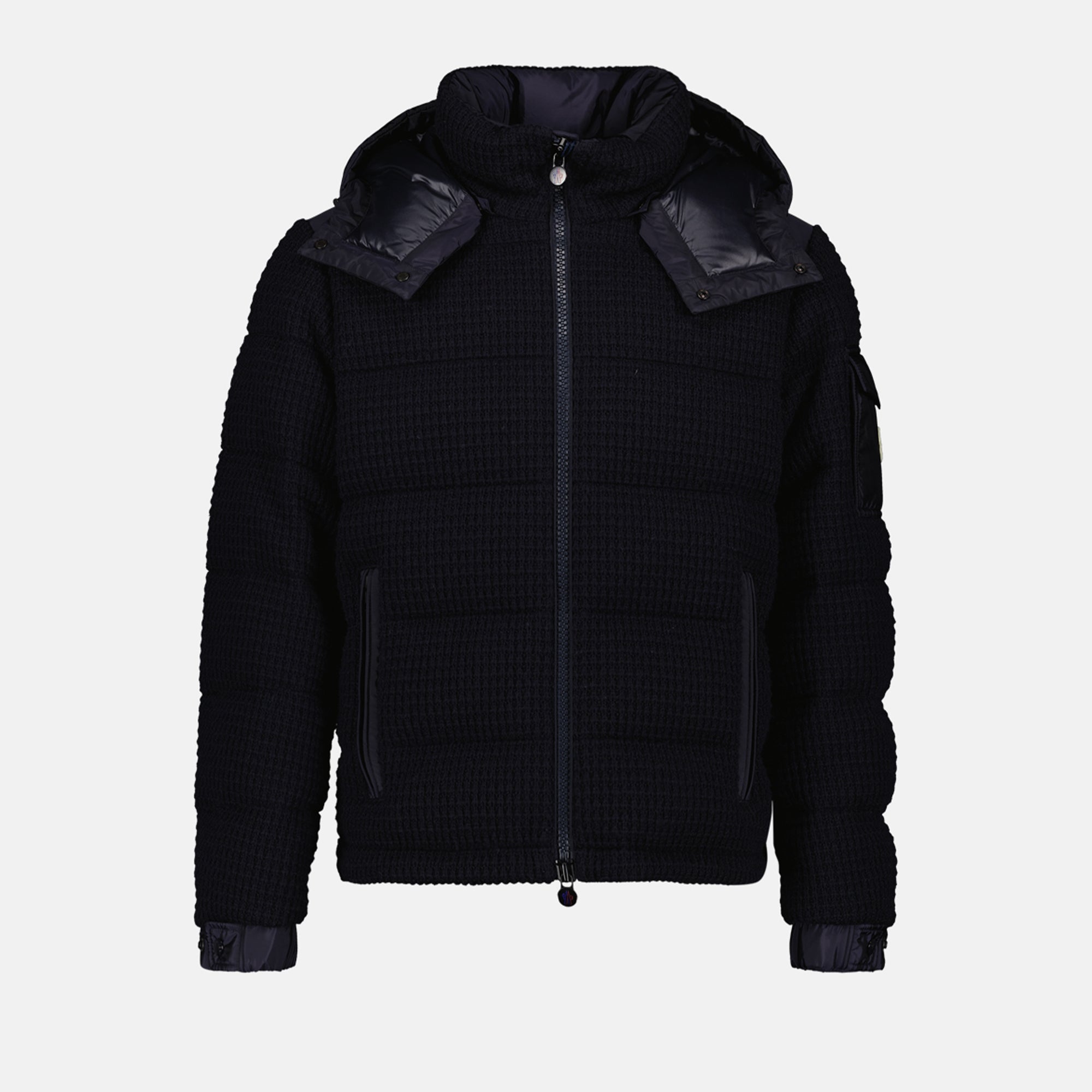 Moncler, down jacket, navy blue jacket, luxury outerwear, autumn-winter fashion