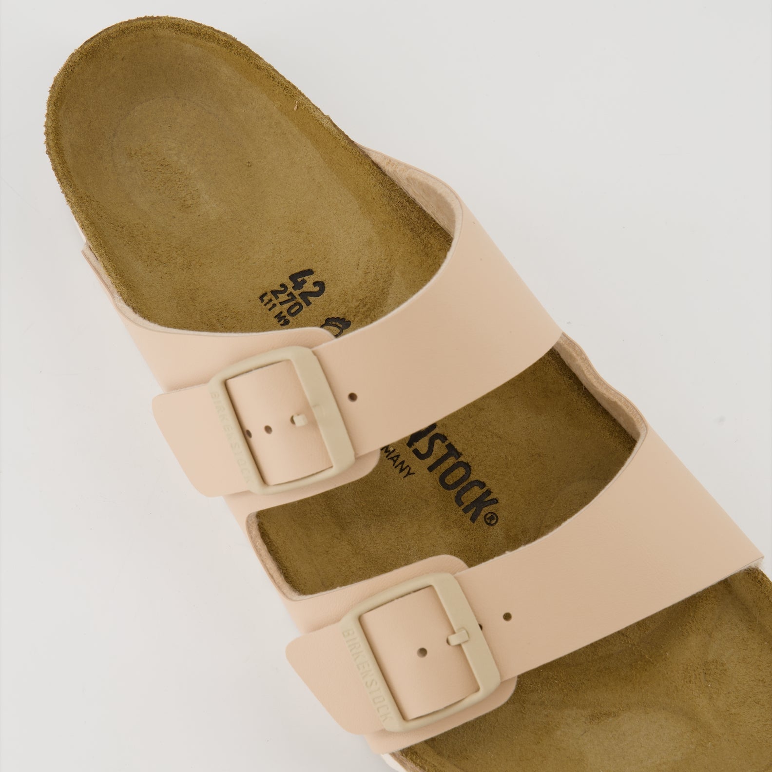 Arizona Birko-Flor, beige sandals, luxury footwear, Birkenstock collection, summer sandals