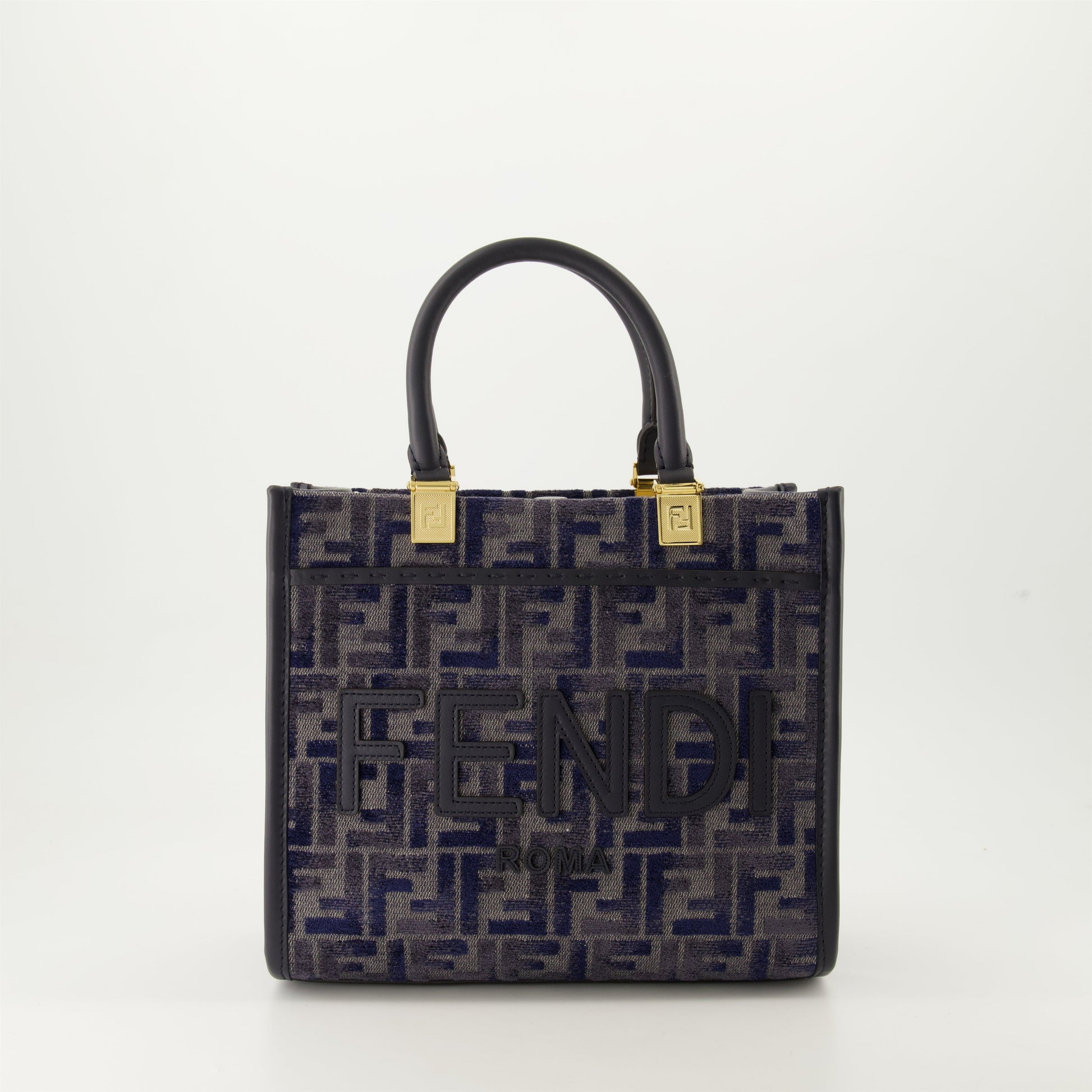 FF tote bag, detachable strap bag, blue tote, Fendi Autumn-Winter 2024, embroidered canvas bag