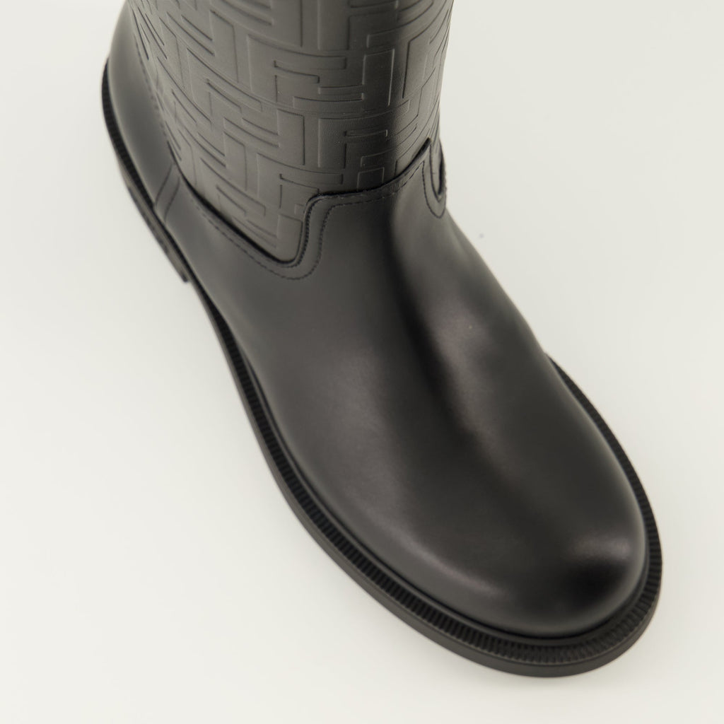 Fendi Filo boots, black leather boots, autumn-winter footwear, slip-on boots, premium quality shoes