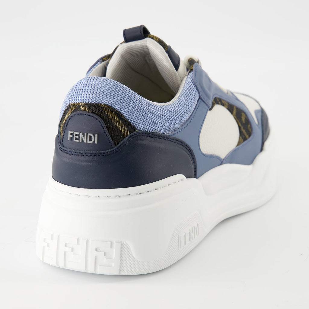 Fendi sneakers, blue sneakers, casual footwear, stylish sneakers, FF jacquard design