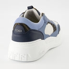 Fendi sneakers, blue sneakers, casual footwear, stylish sneakers, FF jacquard design