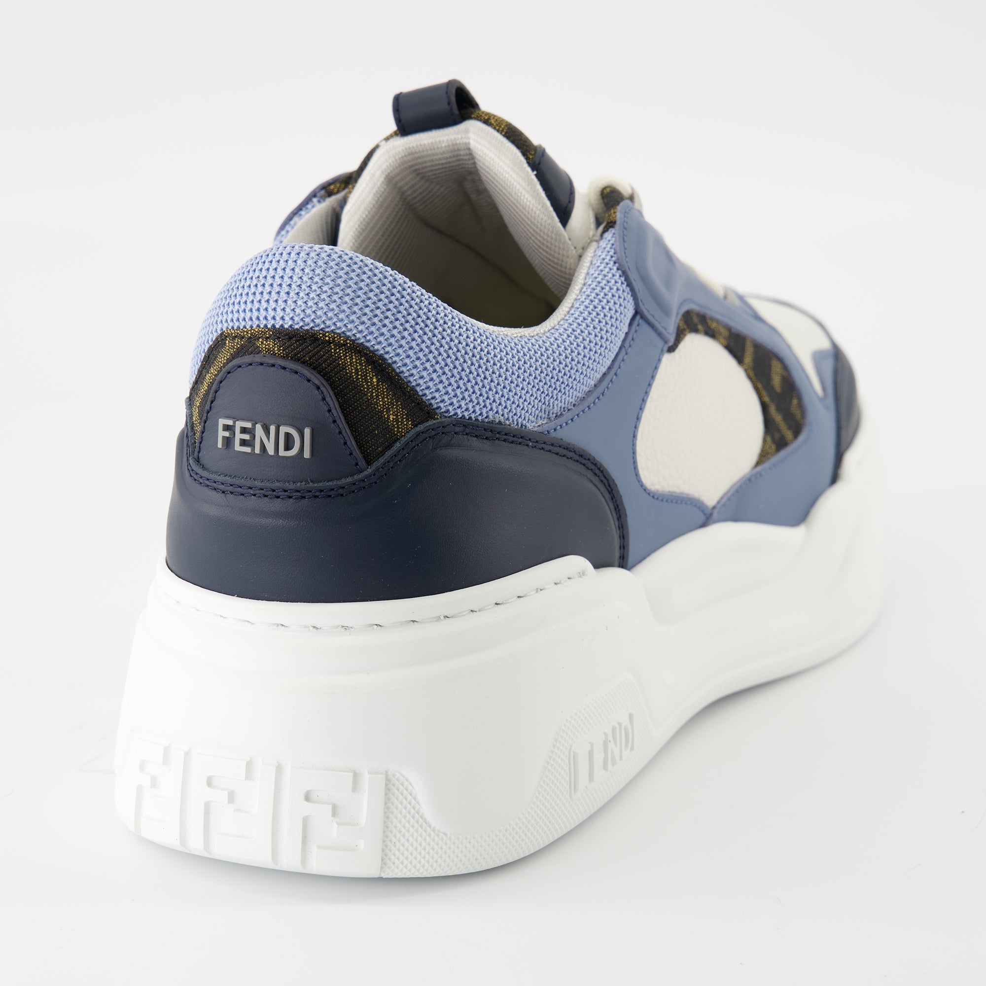 Fendi sneakers, blue sneakers, casual footwear, stylish sneakers, FF jacquard design