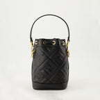 Mon Trésor, Mini Black Bucket Bag, Fendi FF, Leather Bag, Adjustable Strap