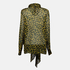 Image de blouse en soie à imprimé léopard de Saint Laurent pour femmes - Saison automne-hiver 2025 - Vue de dos