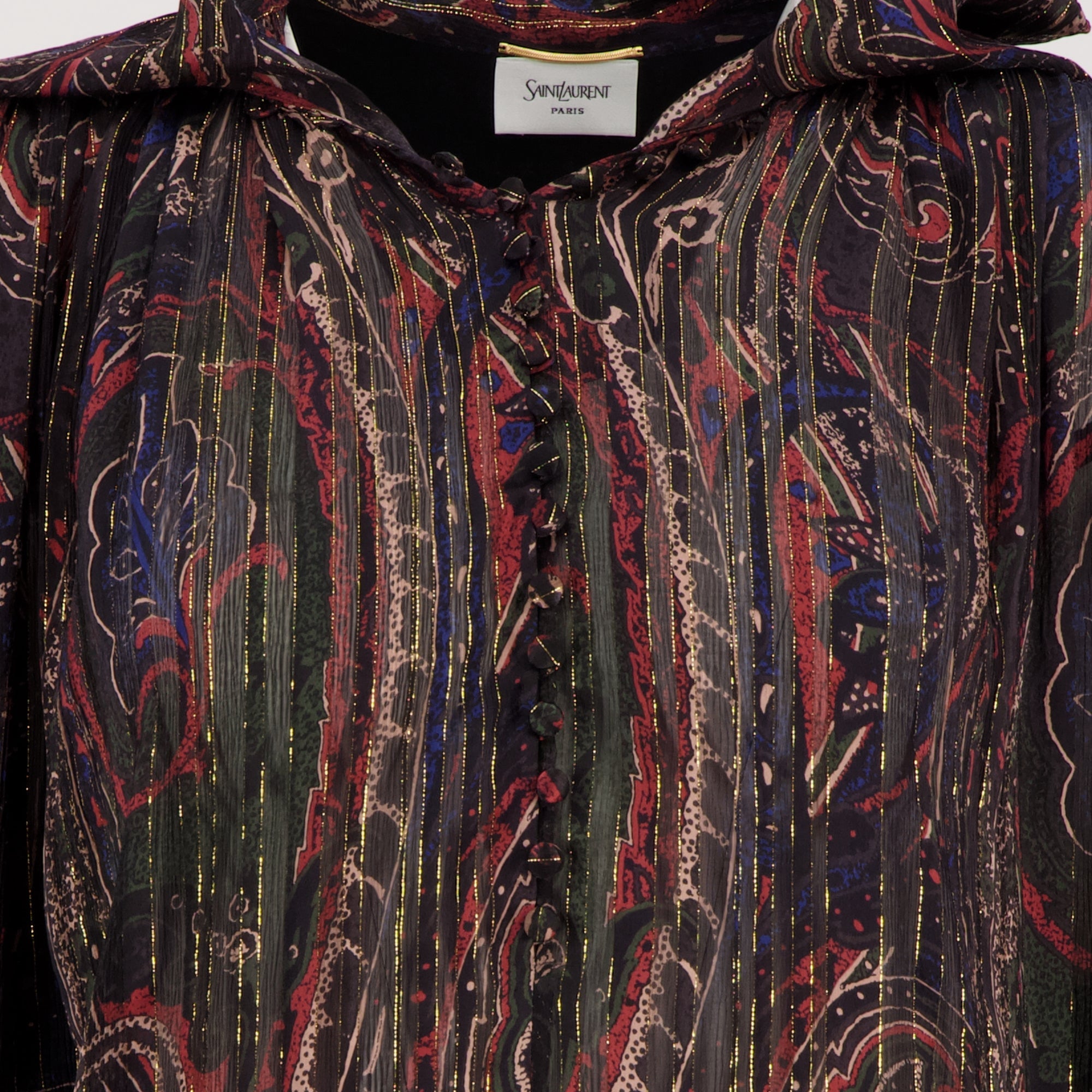 silk lurex lavalliere dress saint laurent women 15228130689404