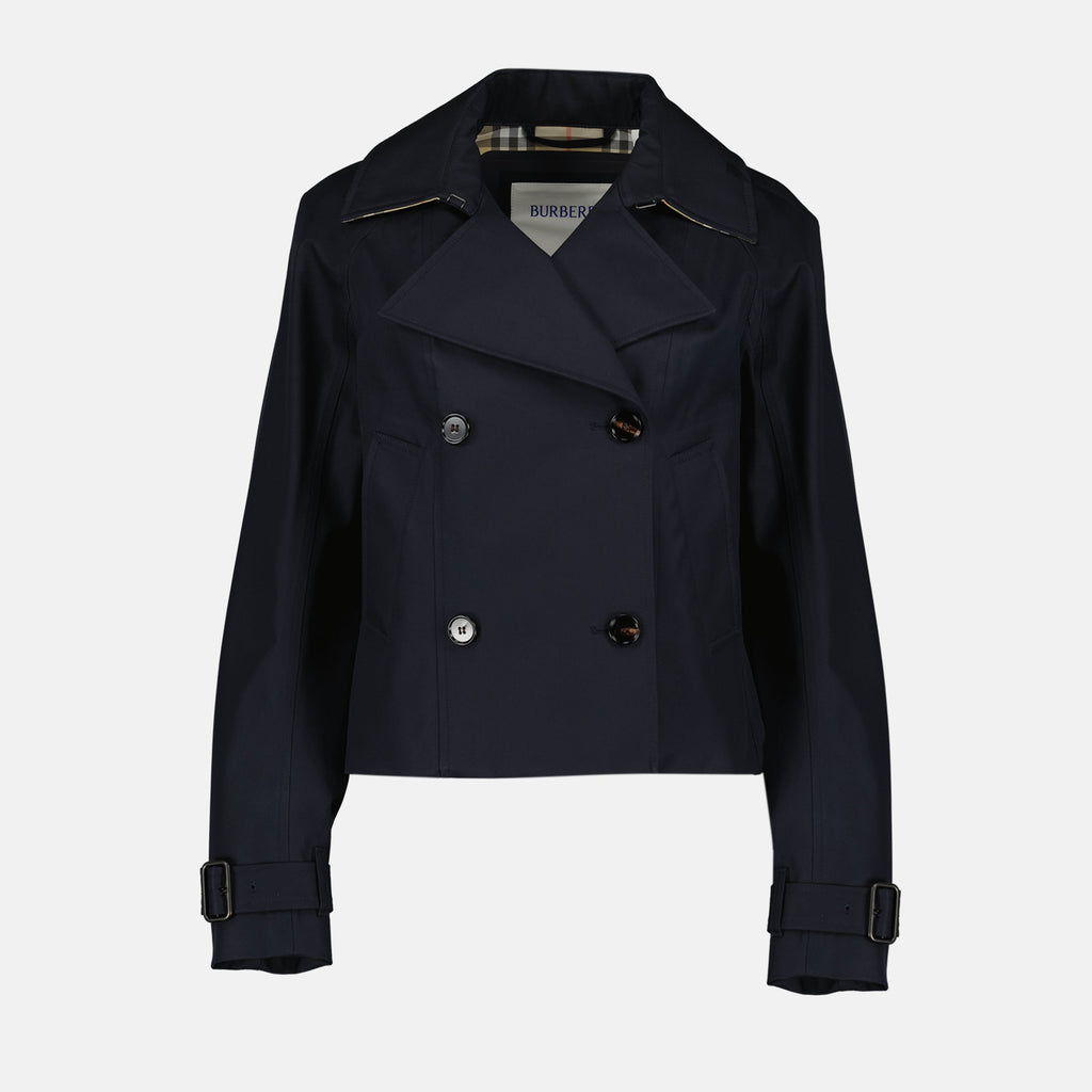 Burberry trench coat, navy blue coat, women's outerwear, cotton trench coat, Autumn-Winter 2025 collection