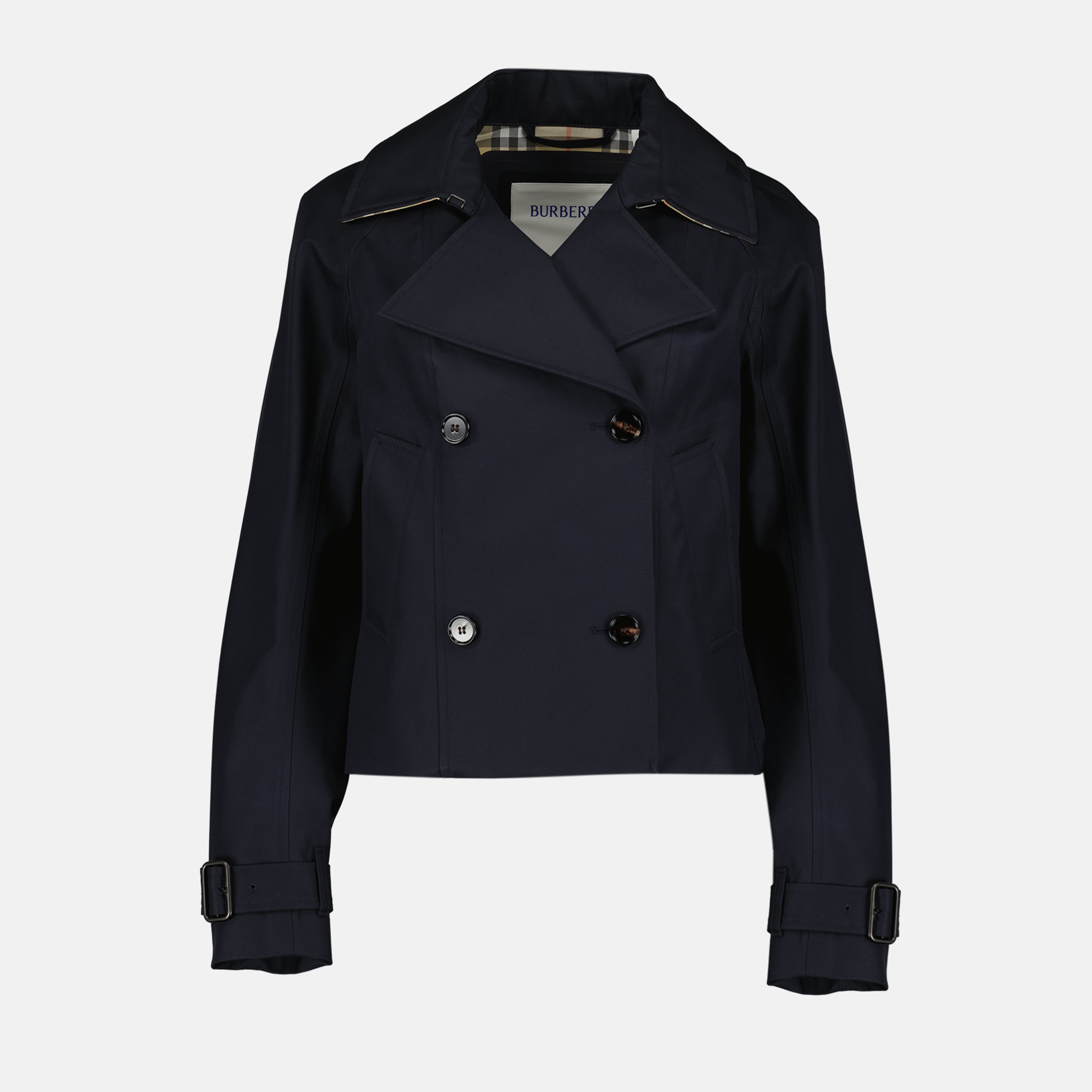 Burberry trench coat, navy blue coat, women's outerwear, cotton trench coat, Autumn-Winter 2025 collection