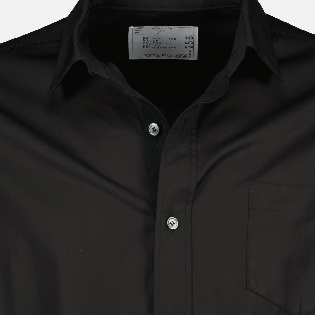 black shirt, Sacai, poplin shirt, men's shirt, oversized shirt
