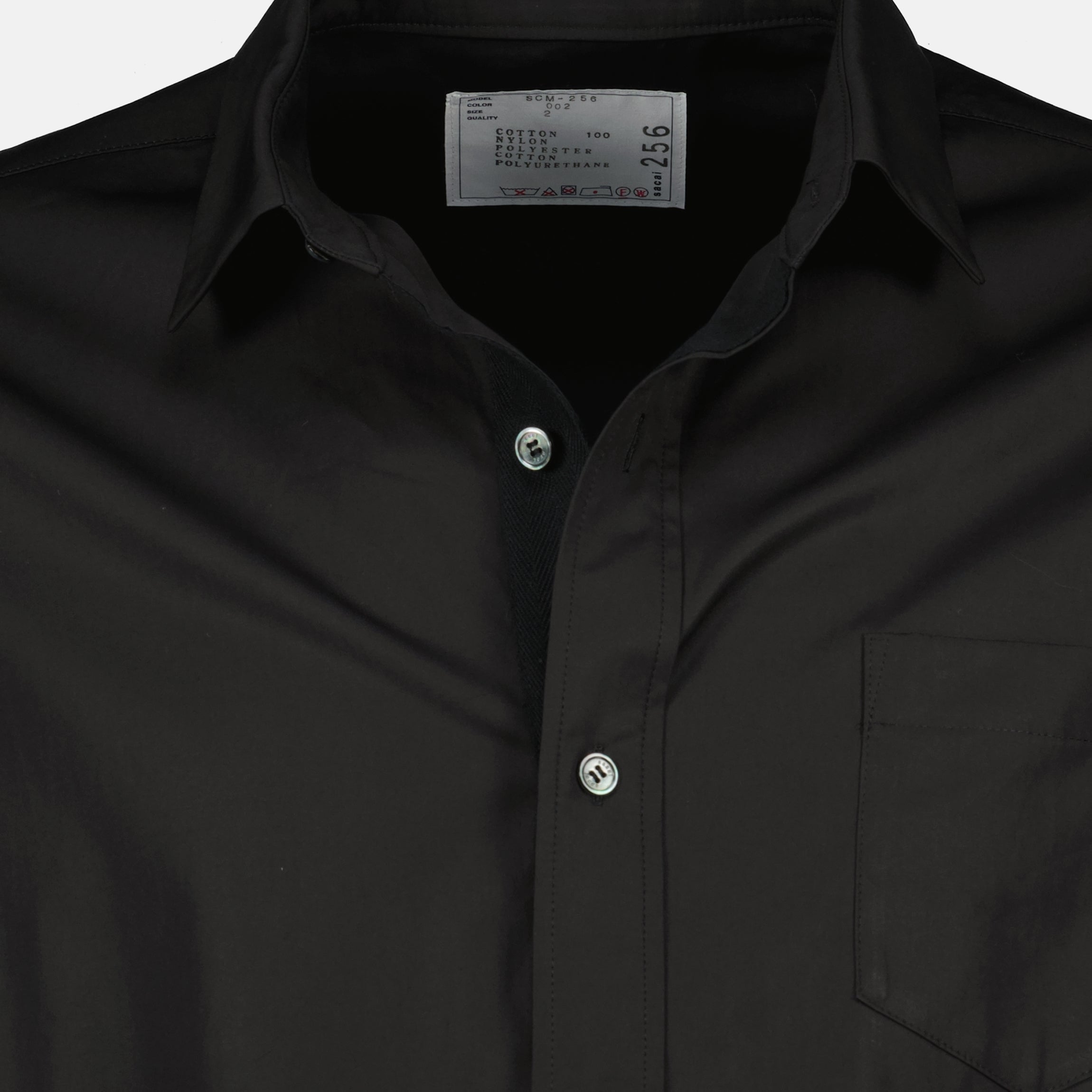 black shirt, Sacai, poplin shirt, men's shirt, oversized shirt