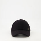 Imagen de gorra de terciopelo negro de Saint Laurent para unisex - Temporada Otoño-Invierno 2025 - Vista frontal