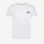Moncler T-shirt, white logo T-shirt, cotton crew neck, Autumn-Winter 2024, Moncler felt logo