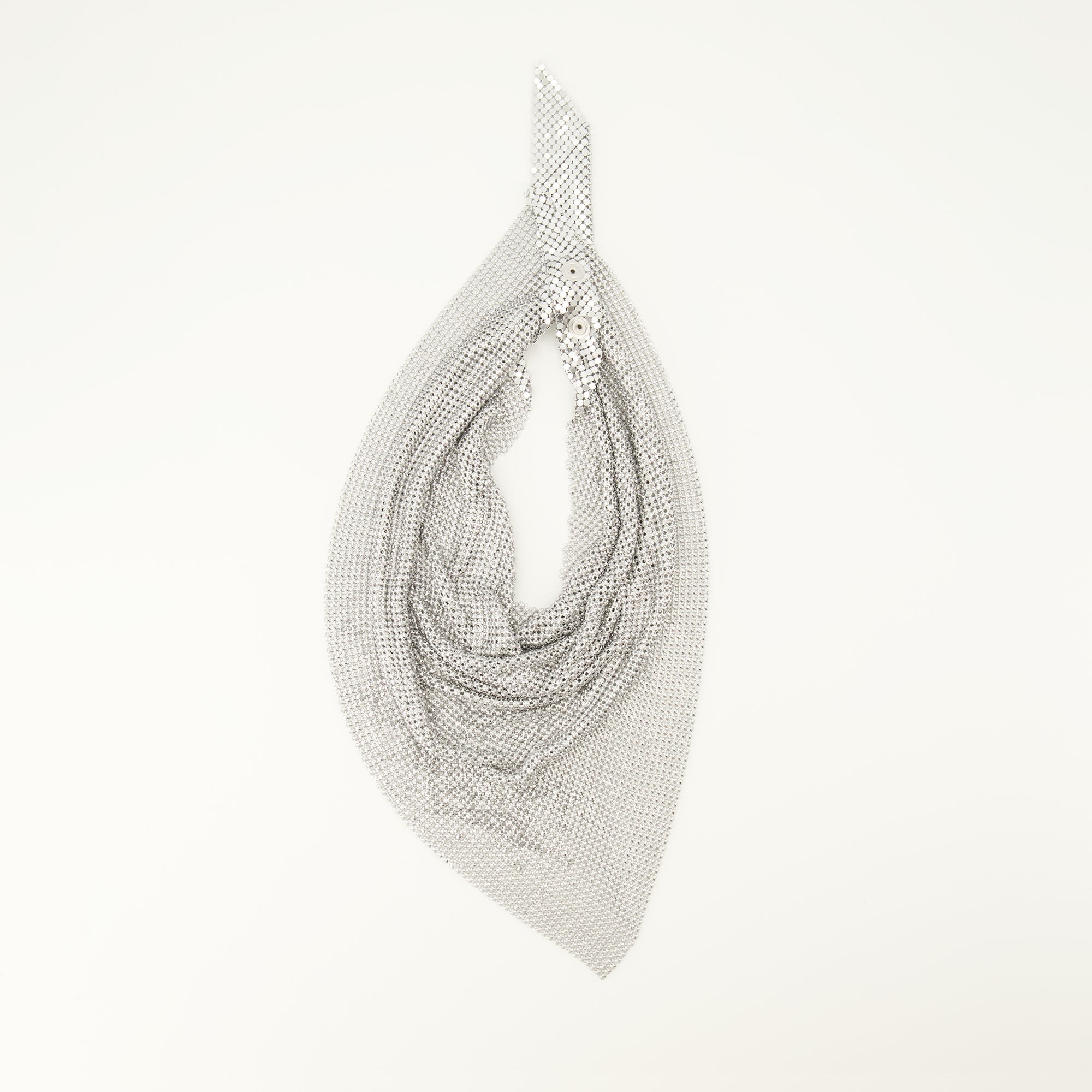 Rabanne scarf, metallic scarf, pixel design, accessory, Autumn-Winter 2025