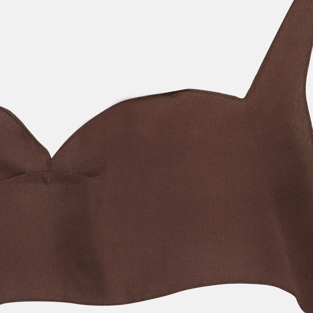 Bilde av brun Crepe de Chine-top fra Prada for kvinner - Sesong Vår-Sommer 2026 - Detaljvinkel 2