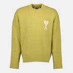 Image of Ami de coeur Yellow Knit Sweater by Ami PARIS for Unisex - Season Autumn-Winter 2025 - Front View