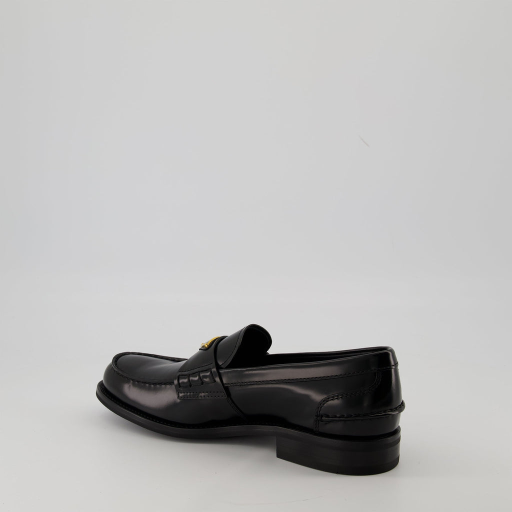 Prada moccasins, brushed leather footwear, slip-on shoes, men's luxury shoes, round toe moccasins