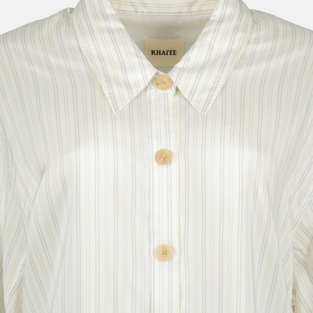 Khaite striped shirt, silk shirt, classic collar shirt, long sleeve shirt, designer womenswear